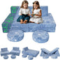 MeMoreCool Modular Glow Sofa for Kids, Space-Themed 8-Piece Convertible Foam Couch Play Set with Celestial Patterns for Toddlers and Playroom