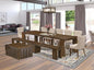 X07SI-BC8-04 - 10 Pieces Modern Dining Set contains an Extendable Rectangle Kitchen Table, 1 Coffee Table, 7 Dining Chairs and 1 Modern Bench, 39x120 Inch, Antique Walnut