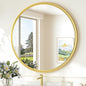 TokeShimi 30 in Round Framed Brushed Gold Mirror Bathroom Tempered, Shatterproof Mirror Circle 30x30 Farmhouse Aluminum Large Wall Mirrored for Vanity, Entryway, Bedroom, Restroom, Living Room