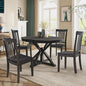COLAMY Wooden Dining Chairs Set of 4, Spindle High Back Windsor Kitchen Side Chair, Farmhouse Dining Chairs for Kitchen and Dining Room, Dark Brown