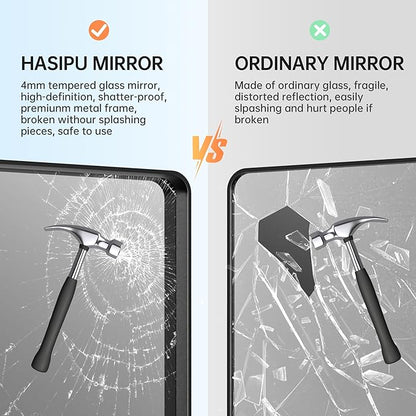 Hasipu Black Bathroom Mirror for Wall, 48 x 36 Inch Metal Framed Bathroom Mirrors for Over Sink, Rectangle Bathroom Vanity Mirror, Anti-Rust, Tempered Glass, Horizontal or Vertical