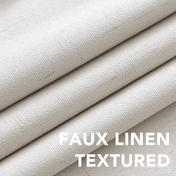H.VERSAILTEX Linen Blackout Curtains Durable Thick Textured Linen Look 100% Blackout Patio Door Curtain, Anti Rust Grommet Extra Wide Sliding Glass Door Curtains, W100 x L84 inch- Ivory