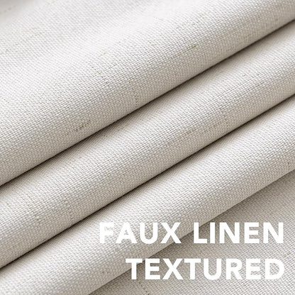 H.VERSAILTEX Linen Blackout Curtains Durable Thick Textured Linen Look 100% Blackout Patio Door Curtain, Anti Rust Grommet Extra Wide Sliding Glass Door Curtains, W100 x L84 inch- Ivory