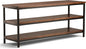 SIMPLIHOME Skyler SOLID MANGO WOOD 60 inch Wide Industrial TV Media Stand in Dark Cognac Brown For TVs up to 65 inches for the Living Room and Entertainment Center