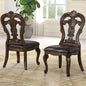 Furniture of America Anatole Traditional Side Chairs Set of 2, Comfortable Upholstered Seating with Ornate Corbels, Gold Tip Crown Molding and Backrest for Dining Room and Living Room, Dark Brown