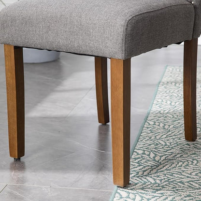 Stylish Upholstered Parsons Dining Chair with Silver Nailhead Trim and Sturdy Solid Wood Legs