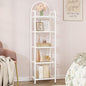 Bookcase Bookshelf, Tempered Glass Bookshelves, Slim Shelving Unit for Bedroom, Bathroom, Home Office, Steel Frame, 5 Tier White BC05099W