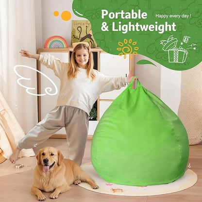 Homguava 2FT Bean Bag Chair: 2' Bean Bags with Memory Foam Filled,Comfy Beanbag Chairs Round Bean Bag Sofa with Dutch Velvet Cover-Lime