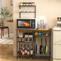 Baker's Rack for Kitchen with Storage, Microwave Stand with Adjustable Shelves and 10 S Hooks, 6-Tier Coffee Bar Station, Kitchen Shelves for Spices, Pots, Rustic Brown