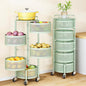SNTD Fruit and Vegetable Basket Bowls for Kitchen with Metal Top Lid, 5 Tier Rotating Storage Rack Cart for Potato Onion Bread Banana, Wire Basket Organizer on Wheels, Large (Green)
