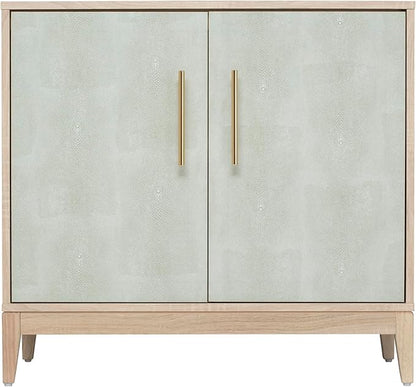 Sango Shagreen 2-Door Cabinet, Natural Finish Storage Cabinet with Faux Shagreen Texture, Brass Handle, Adjustable Shelf, Timeless Luxury Design, Versatile Furniture for Living Room or Dining Room