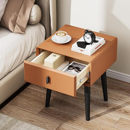VICITON Nightstand,Fully Assembled Bedside Cabinet Mid Century Night Stand Modern Side Table for Living Room, Bedroom(Orange)