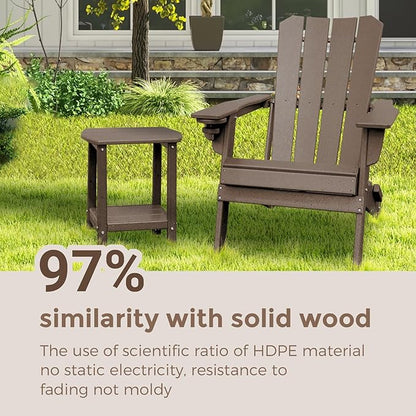 Adirondack Square Outdoor Side Table,2-Tier Storage Patio Side Table, HDPE End Tables for Backyard Pool Porch Garden Lawna Cafe