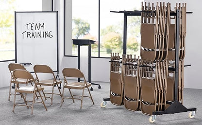 Safco 2 Tier Folding Chair Cart, Heavy Duty Powder Coated Storage Cart, Holds 84 Chairs, Commercial-Grade Steel, Black