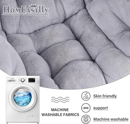 Lazy Chair with Ottoman, Modern Large Accent Lounge Chair with a Pillow, Leisure Sofa Armchair, Reading Chair with Footrest for Bedroom, Living Room,Plush White Gray