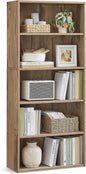 VASAGLE Custos Collection - Bookshelf, 5-Tier Bookcase, Book Shelf, Open Storage Shelf, 9.4 x 23.6 x 52.8 Inches, for Living Room, Home Office, Dinning Room, Camel Brown ULBC165T50