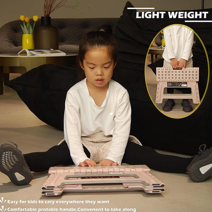 Folding Step Stool - 9" Height - Holds up 300 Lbs Lightweight Foldable Stepping Stool is Sturdy Enough to Support Adults & Safe Enough for Kids. Skid Resistant and Open with one flip
