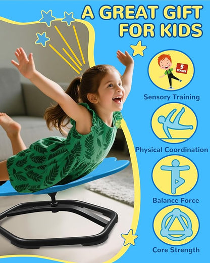 21" L × 19" W Spinning Chair for Autistic Kids, Sensory Toys for Kids with Autism, Sit and Spin, Toddlers & ADHD Children, Sensory Products Swivel Chair, Blue