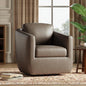 COLAMY 360°Swivel Accent Chair- Comfy Living Room Armchair No-Sag Foam & Sturdy Metal Base with Pillow, Fully Assembled Swivel Accent Single Sofa for Bedroom Living Room, Office, Wolf Grey