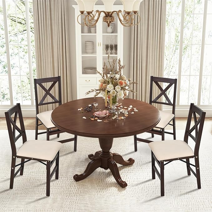 COLAMY Folding Dining Chairs Set of 6, Foldable Chairs with Padded Seats, Wood Folding Dining Room Chairs for Dinner, Kitchen, Party, Camping, Beige