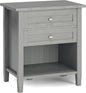 SIMPLIHOME Warm Shaker SOLID WOOD 24 Inch Wide Transitional Bedside Nightstand Table in Fog Grey, For the Living Room and Bedroom