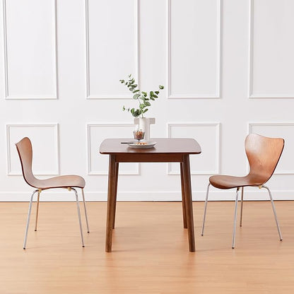 Livinia Aslan 29.5" Malaysian Oak Square Wooden Dining Table/Small Solid Wood Kitchen Desk (Walnut)