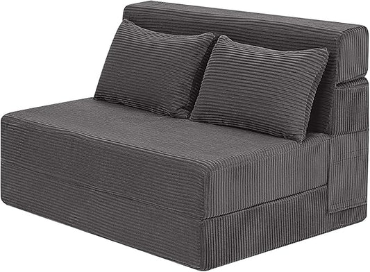MeMoreCool Boneless Folding Sofa Bed, Corduroy Convertible Sleeper Chair, Foldable Foam Mattress Chair, Comfy Fold‑Out Futon Couch Bed, Large Floor Sofa Couch for Living‑Room Guest