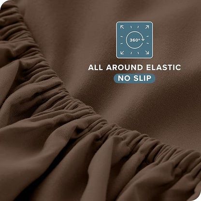 Bare Home King Sheet Set - Luxury 1800 Ultra-Soft Microfiber King Bed Sheets - Double Brushed - Deep Pockets - Easy Fit - 4 Piece Set - Bedding Sheets & Pillowcases (King, Cocoa)