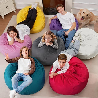 Homguava 2FT Bean Bag Chair: 2' Bean Bags with Memory Foam Filled,Comfy Beanbag Chairs Round Bean Bag Sofa with Dutch Velvet Cover-Lime