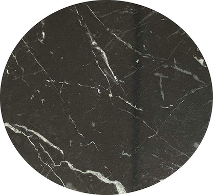 PAK HOME Set of 2 Black Marble End Tables Round Wood Sofa Side Coffee Tables for Small Spaces, Nightstand Bedside Table with Metal Legs for Bedroom, Living Room, Office, Balcony