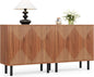 LITTLE TREE 59 Inches Long Sideboard Buffet Cabinet, Vintage Storage Cabinet with 4 Doors, Large Coffee Bar Cabinets for Kitchen, Cupboard Console Cabinets, Old Rose Color