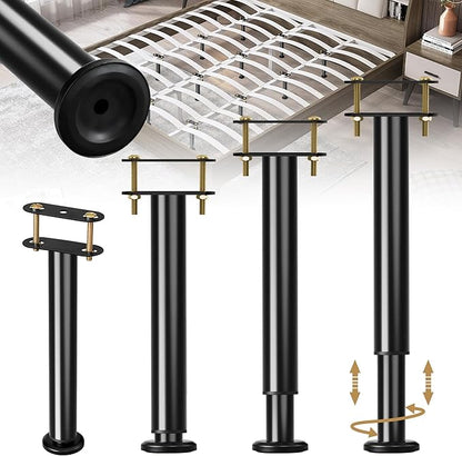Metal Bed Frame Support Legs, 7-12.6 Inch Adjustable Height Bed Support Legs, Bed Legs Replacement Parts for for King Queen, Under Bed Support Slat Reinforcement Kits, Bed Frame Center Support 4 Pack