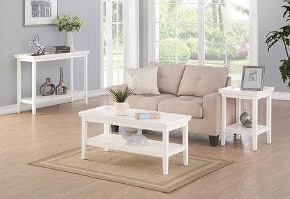 Convenience Concepts Ledgewood Coffee Table 42" - Modern Center Room Accent with Storage Shelf for Transitional, Traditional Living & Family Room, White
