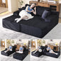 Oversized 79” Double Chaise Lounge Sofa Bed, Deep Seat Corduroy Cloud Loveseat Chair, No Assembly, Plush Upholstered Sleeper for Living Room or Bedroom (Black)