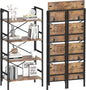 Folding Bookshelf,4 Tier Bookcase Foldable Shelf with X-Bracket Design, Adjustable Feet, Space Saving Storage for Living Room, Office, Rustic Brown