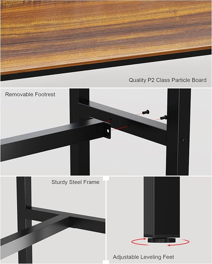 Teraves Bar Table, Bar Height Pub Table, Counter Height Table with Sturdy Metal Frame, Rectangular High Top Table for Kitchen & Dining, Living Room (39.37", Teak)