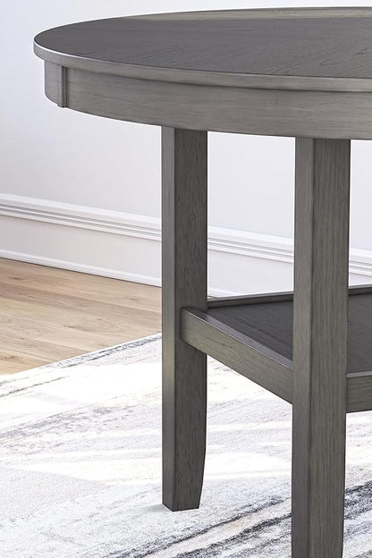 Signature Design by Ashley Wrenning Modern Diamond Patterned Counter Height Dining Table and 4 Upholstered Bar Stools with 2 Shelves, Set of 5, Gray & Light Gray