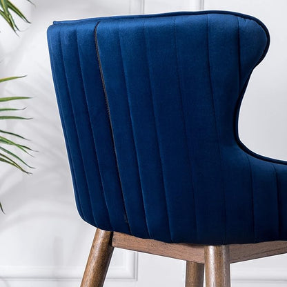 Roundhill Furniture Leland Fabric Upholstered Wingback Bar Stools, Set of 2, Blue