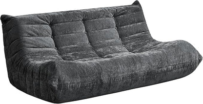 Hobestluk Bean Bag Chairs for Adults Giant Bean Bag Chair Memory Foam BeanBag Chair Bean Bag Sofa with Filler Faux Fur Fireside Beanbags Lazy Sofa for Living Room Bedroom (Darkgrey Chenille, 3-Seater)