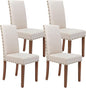 Parsons Kitchen Dining Chair Set Room Modern Upholstered Stylish Fabric High Back with Bronze Nailhead Trim