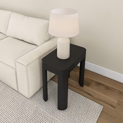 Plank+Beam Modern Rounded Rectangular Side Table, Solid Wood End Table for Living Room, 25in, Black