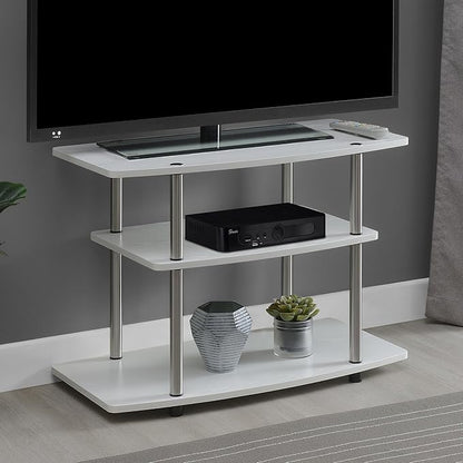 Convenience Concepts Designs2Go No Tools 3-Tier Stand Entertainment Center 37 Inches, Modern TV Console with Shelves for Living Room, 31.5", White