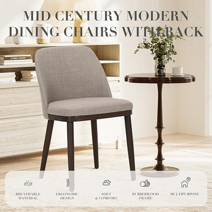 COLAMY Upholstered Dining Chairs Set of 2, Modern Kitchen Chairs with Back, Fabric Side Dining Room Chairs with Wood Legs for Kitchen Dining Room Restaurant, Camel