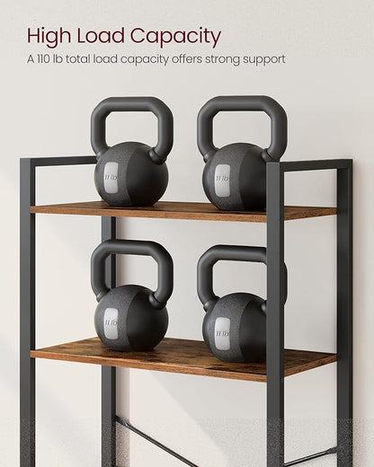 VASAGLE 5-Tier Bookshelf, Bookcase with Steel Frame, Book Shelf for Living Room, Home Office, Study, 11.8 x 26 x 60.2 Inches, Industrial Style, Rustic Brown and Ink Black ULLS061B01