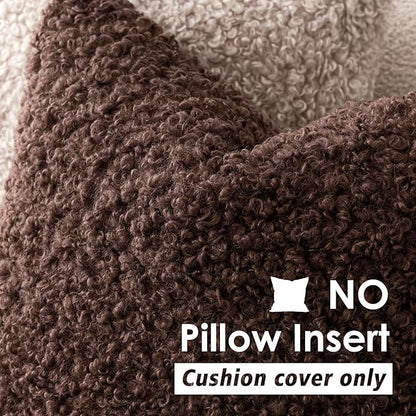 Foindtower 2 Pieces 22x22 Inch Red Brown, Faux Fur Throw Pillow Cover Accent Sherpa Furry Pillow Covers Fuzzy Soft Pillowcases Cozy Sheepskin Decorative Fleece Cushion Case for Bed Couch Living Room