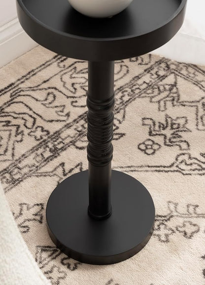 Kate and Laurel Bellport Farmhouse Round Drink Table, 10 x 10 x 22, Black, Decorative Traditional Mini Table for Use as Charming Indoor Plant Stand or Living Room Pedestal Table