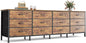 Huuger 70 Inch Dresser for Bedroom, TV Stand for 65, 75, 80 Inch TV, 12 Fabric Drawer Long Dresser, Large Entertainment Center for Bedroom, Wide Chest of Drawer with Storage, Rustic Brown