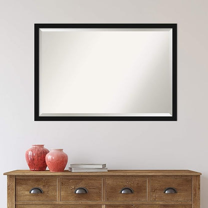 Amanti Art Black Bathroom Mirror for Over Sink, 26x38 Avon Black Narrow Rectangle Vanity Mirror, Large Casual Frame, Hangs Horizonally and Vertically, Bathroom Wall Decor, Beveled Edge