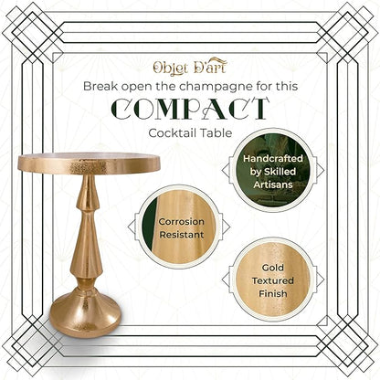 OBJET D'ART Medium Round Metal Side Table, Larissa, 21.5" Height, Vintage Metal Accent, Side, Pedestal, Coctail and Drink Tables for Living Room and Small Spaces