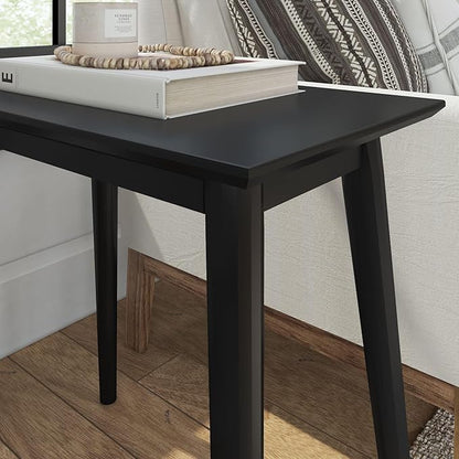 Plank+Beam Mid Century Modern Rectangular Side Table, End Table for Living Room, Wooden Bedside Table, Small End Table for Office Space, Black